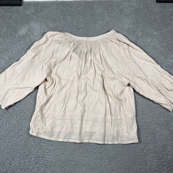NWT Philosophy Women's Blouse Long Sleeve Rayon Tie Front Peasant Boho Sz XL - Picture 6 of 9